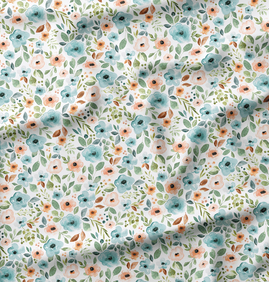 French Terry Minty Flowers - Vorbestellung