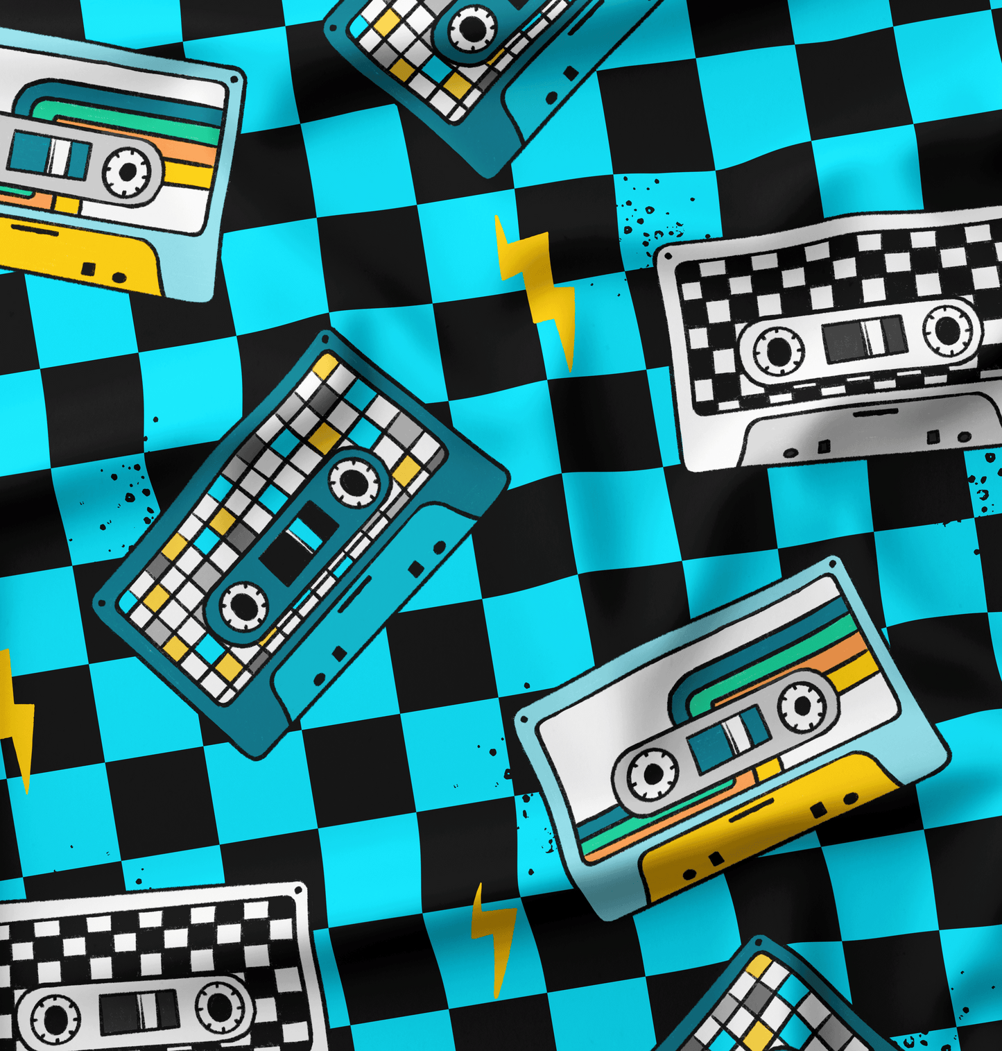 French Terry Happy Tape Mint Checker - Vorbestellung