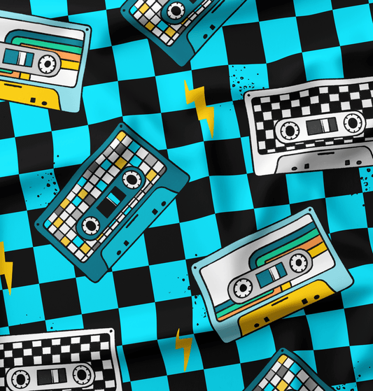 French Terry Happy Tape Mint Checker - Vorbestellung