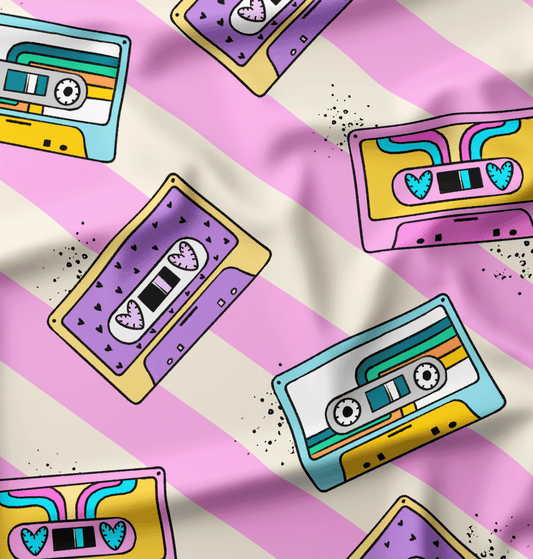 French Terry Happy Tape Rosa Stripes - Vorbestellung
