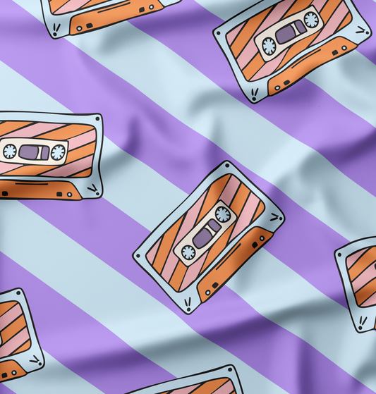 French Terry Tape Purple Stripes