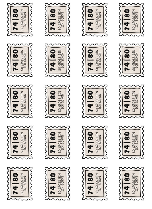 Bügelbild Größenlabel Briefmarke Beige - Benny & Jenny