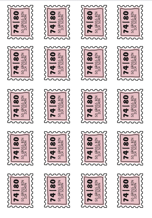 Bügelbild Größenlabel Briefmarke Rosa - Benny & Jenny