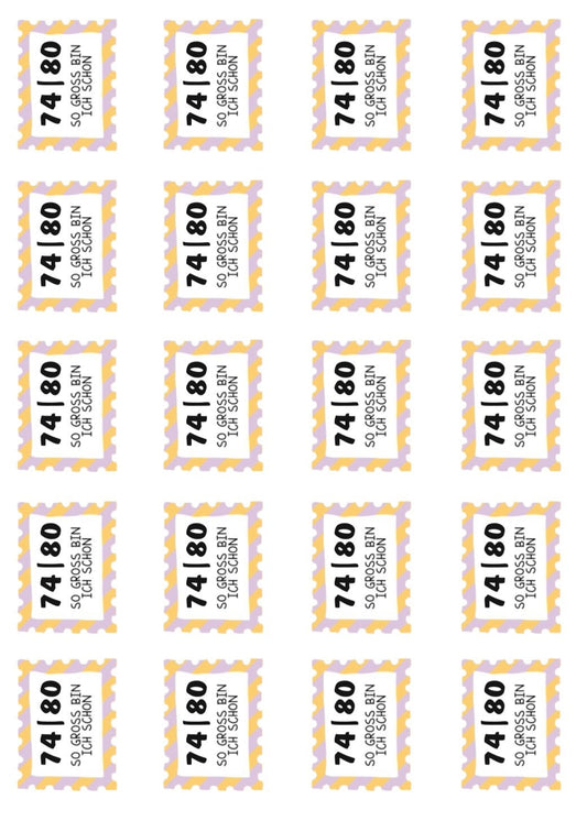 Bügelbild Größenlabel Briefmarke Stripes Lila - Benny & Jenny