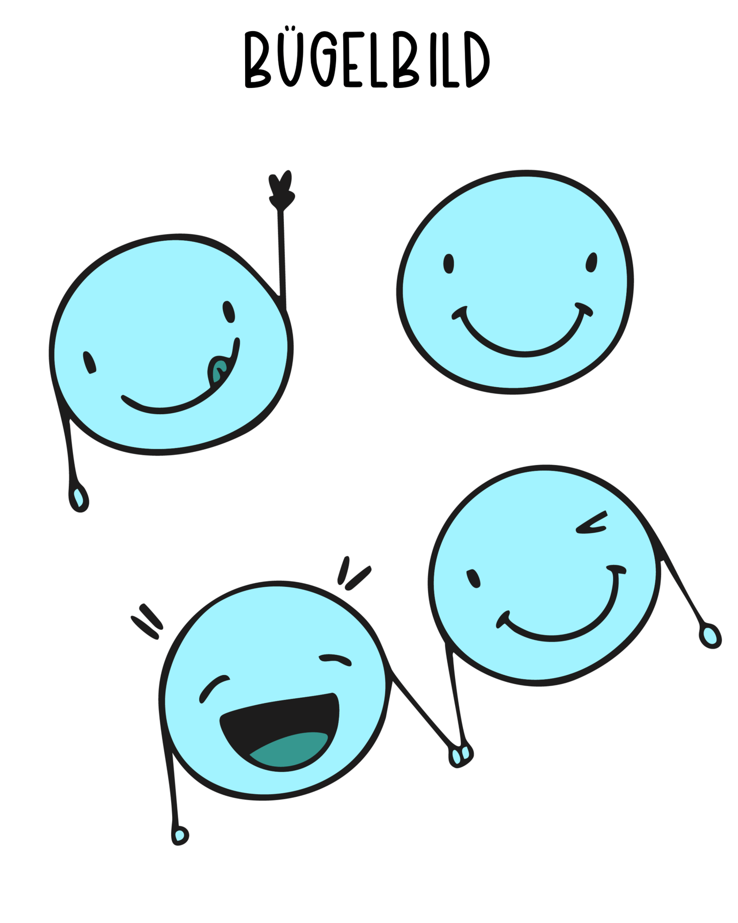 Bügelbild Happy Smiley Funky Blue - Benny & Jenny