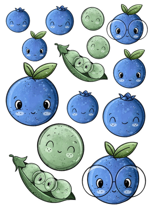 Rub - on Sticker „Erbsen & Blaubeerchen“ - Benny & Jenny