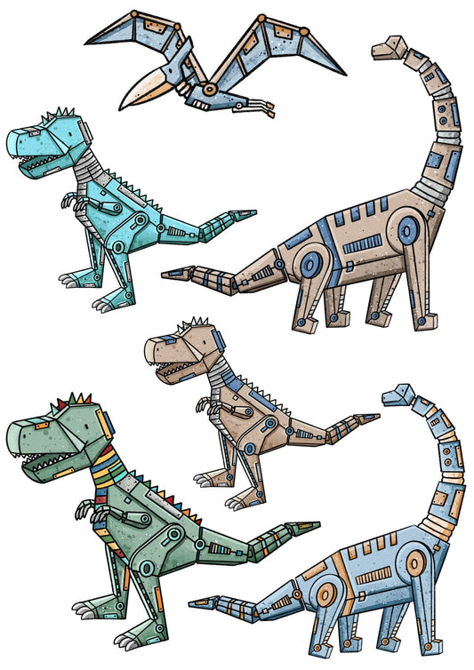 Rub - on Sticker „Robo Dinos" - Benny & Jenny